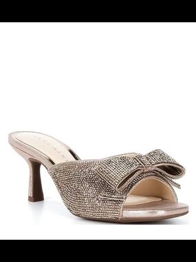 ALEX MARIE Bridget Two Rhinestone Embellished Bow Dress Slide Sandals